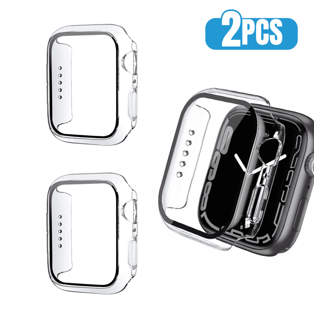2PACK BLUUMTEK Case Clear for iWatch SE 1 44mm with Built-in Tempered Glass Screen Protector