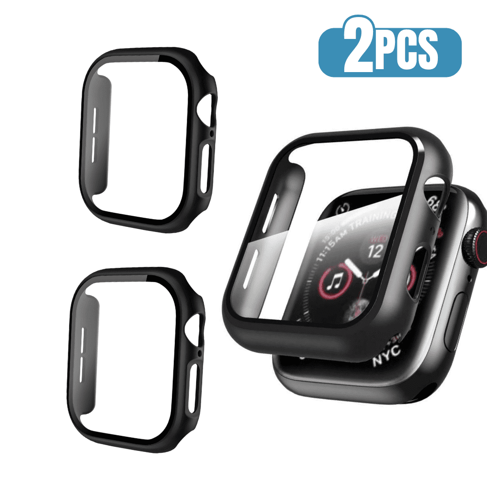 2x BLUUMTEK for Apple Watch Black Case Series 10/ Series 11 (46mm), Built-in Glass Screen Protector