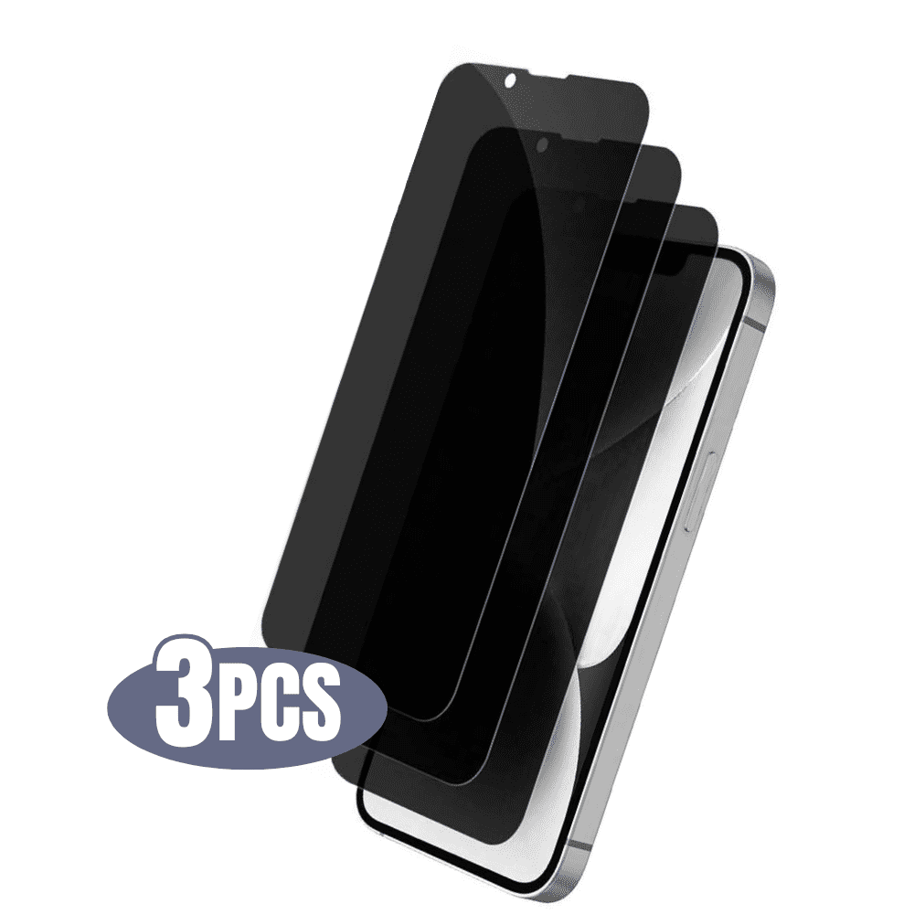 3 Pack BLUUMTEK Privacy Screen Protector for iPhone 13 Pro Max Tempered Glass 9H Hardness Anti-Peep