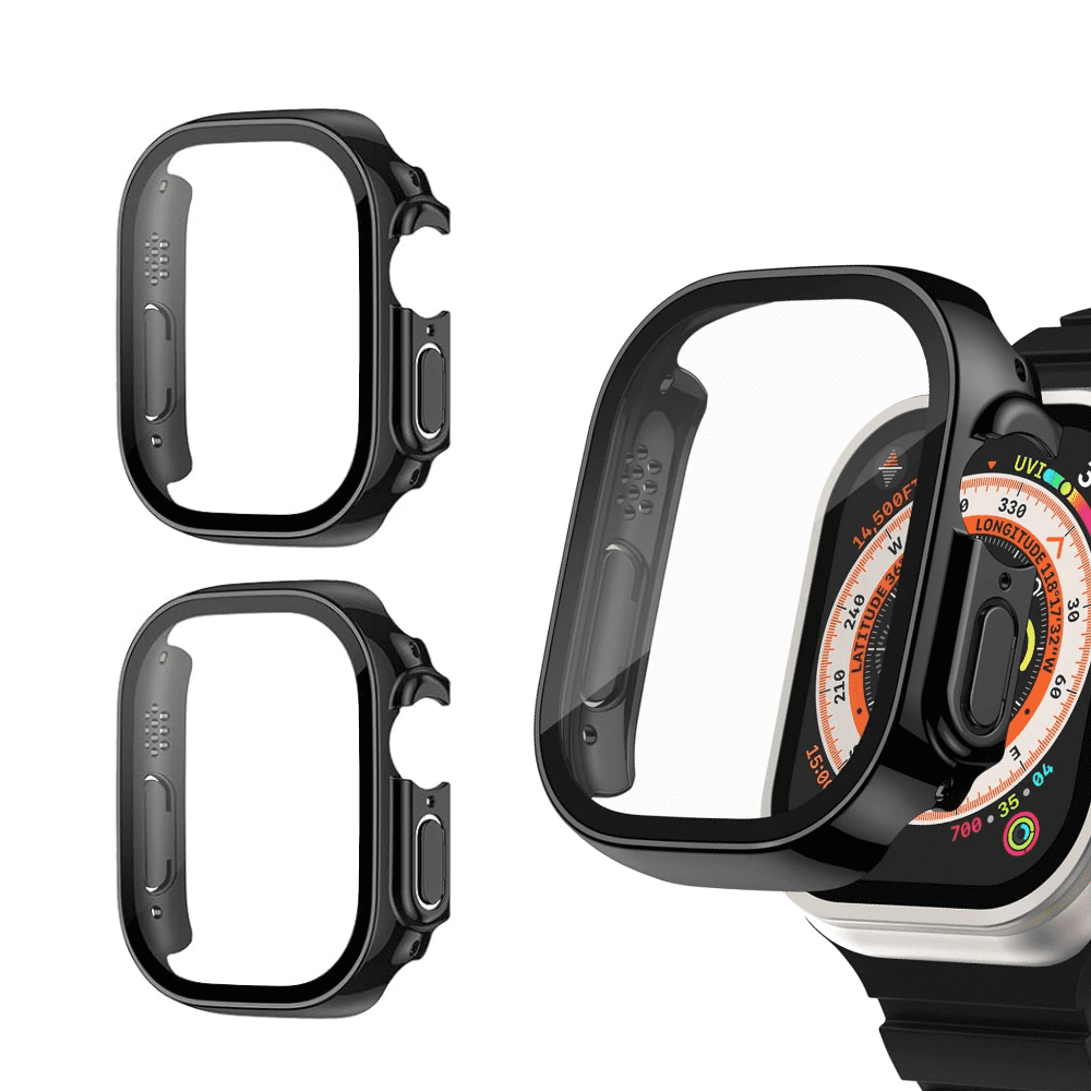2-PACK BLUUMTEK Case Black for Apple Watch (49mm) Ultra 3/2/1 with Built-in Screen Protector
