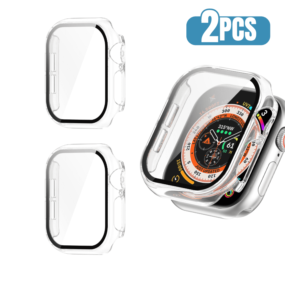 2 Pack BLUUMTEK Case for Apple Watch Series 11 42mm, Built-in Tempered Glass Screen Protector, Clear