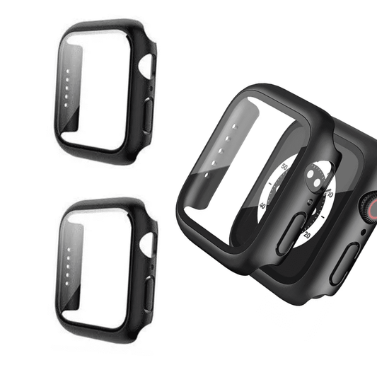 2PCS BLUUMTEK For Apple Watch Series 7 [41mm] Black Cover, Case, Built-in Glass Screen Protector