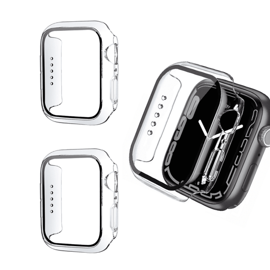 2PCS BLUUMTEK For Apple Watch Series 7 Case [45mm], Clear Cover, Built-in Glass Screen Protector