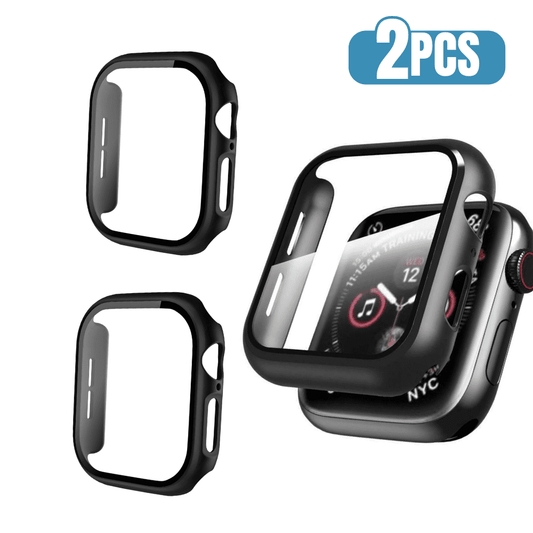 2x BLUUMTEK for Apple Watch Black Case Series 10/ Series 11 (46mm), Built-in Glass Screen Protector