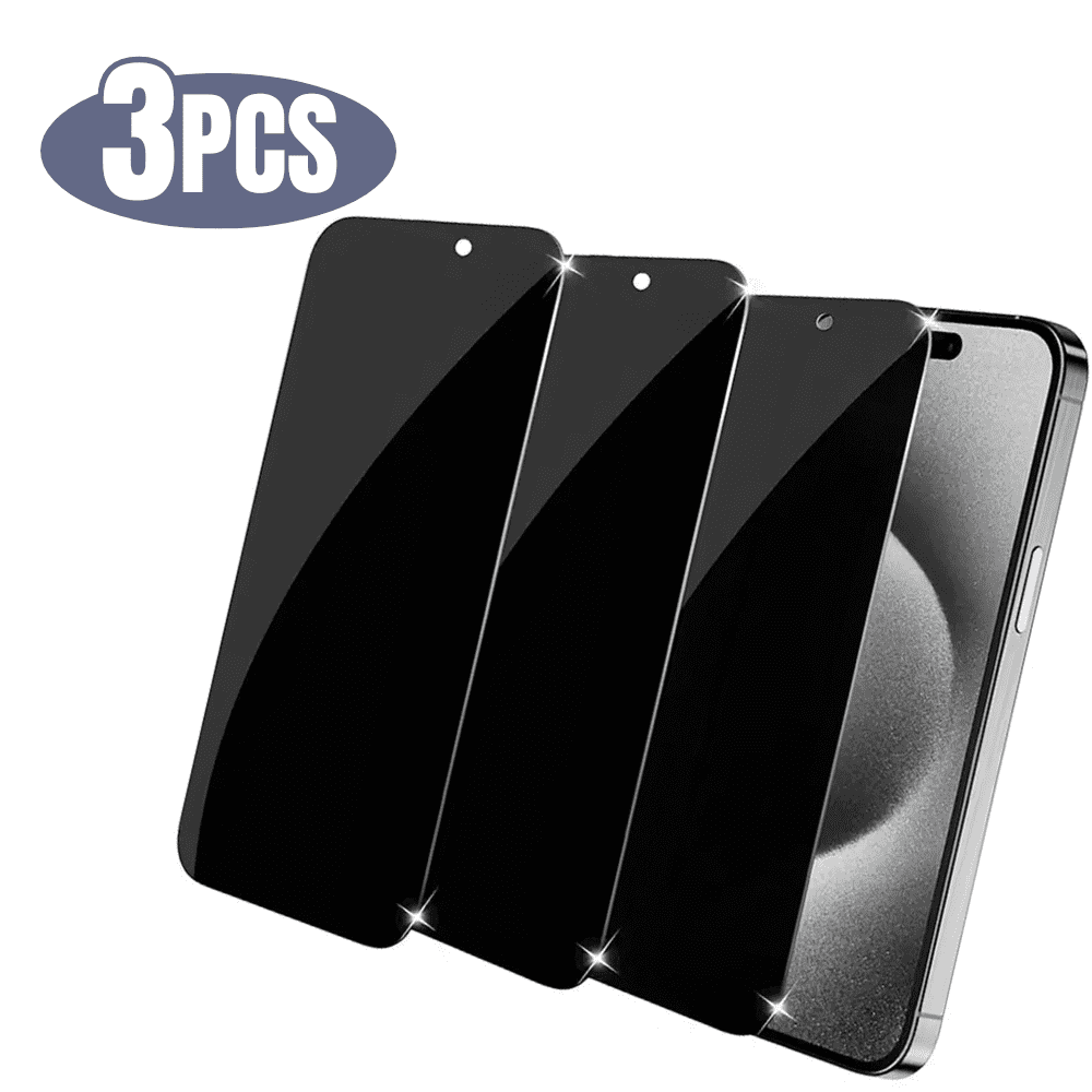 3pcs BLUUMTEK Anti-Spy Private Screen for iPhone 15 Pro Max Tempered Glass Privacy Screen Protector